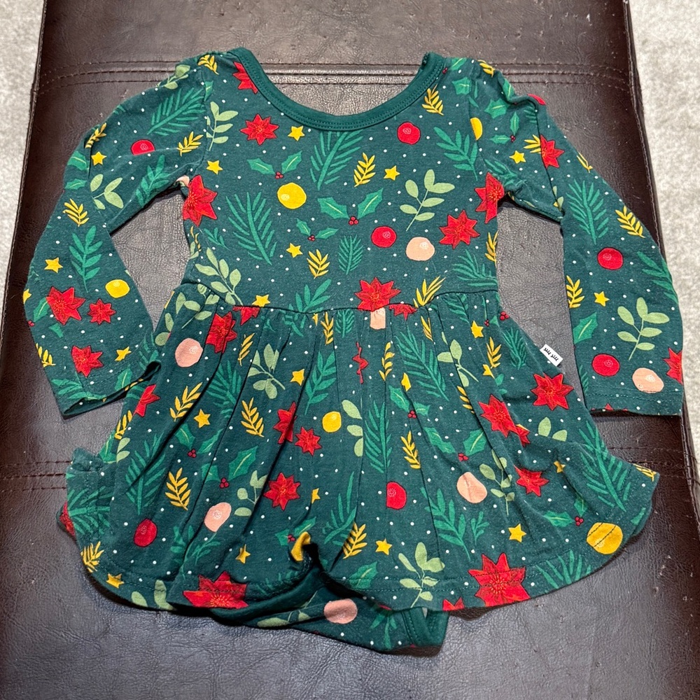 Little Sleepies Holly Jolly Twirl Dress with Bodysuit 6-12M